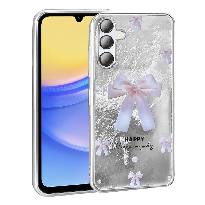 Galaxy Uyumlu A36 Kılıf Desenli Zore Mep Kapak-İncili fiyonk