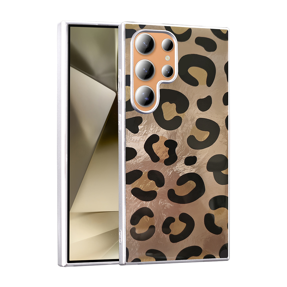 Galaxy Uyumlu S24 Ultra Kılıf Desenli Zore Mep Kapak-Gold leopar