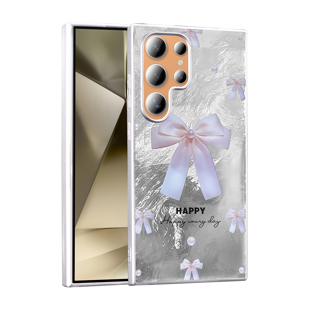 Galaxy Uyumlu S24 Ultra Kılıf Desenli Zore Mep Kapak-İncili fiyonk