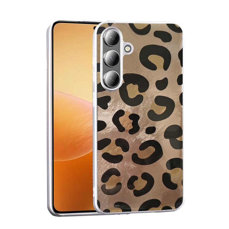 Galaxy Uyumlu S25 Plus Kılıf Desenli Zore Mep Kapak-Gold leopar