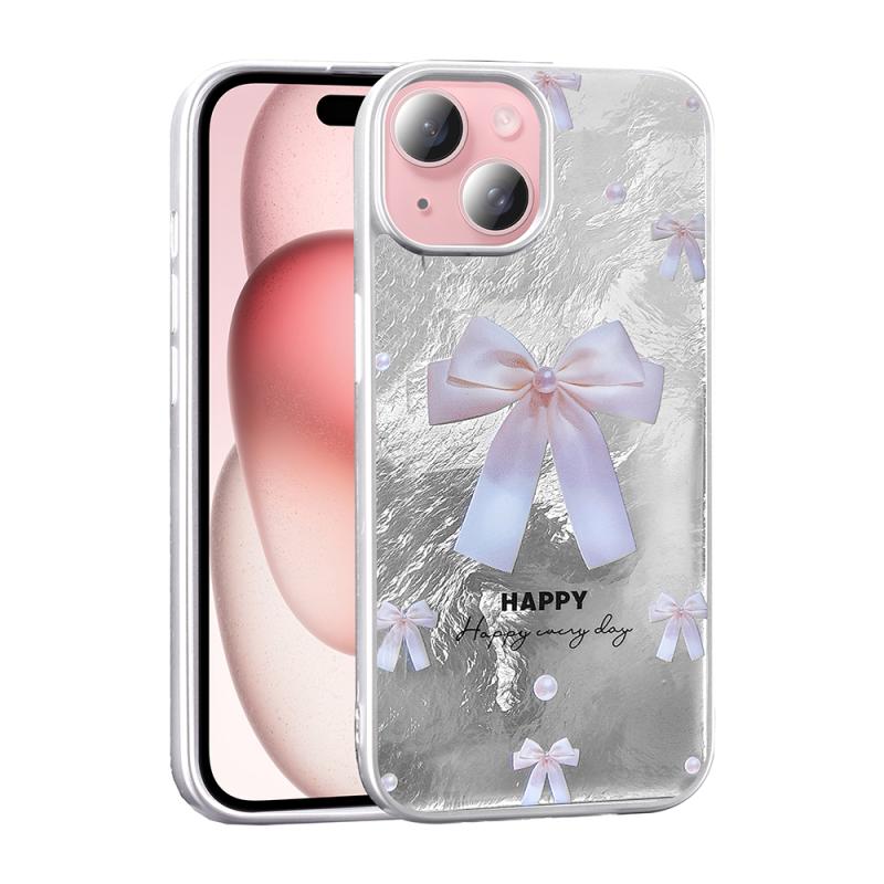 iPhone Uyumlu 13 Kılıf Desenli Zore Mep Kapak-İncili fiyonk