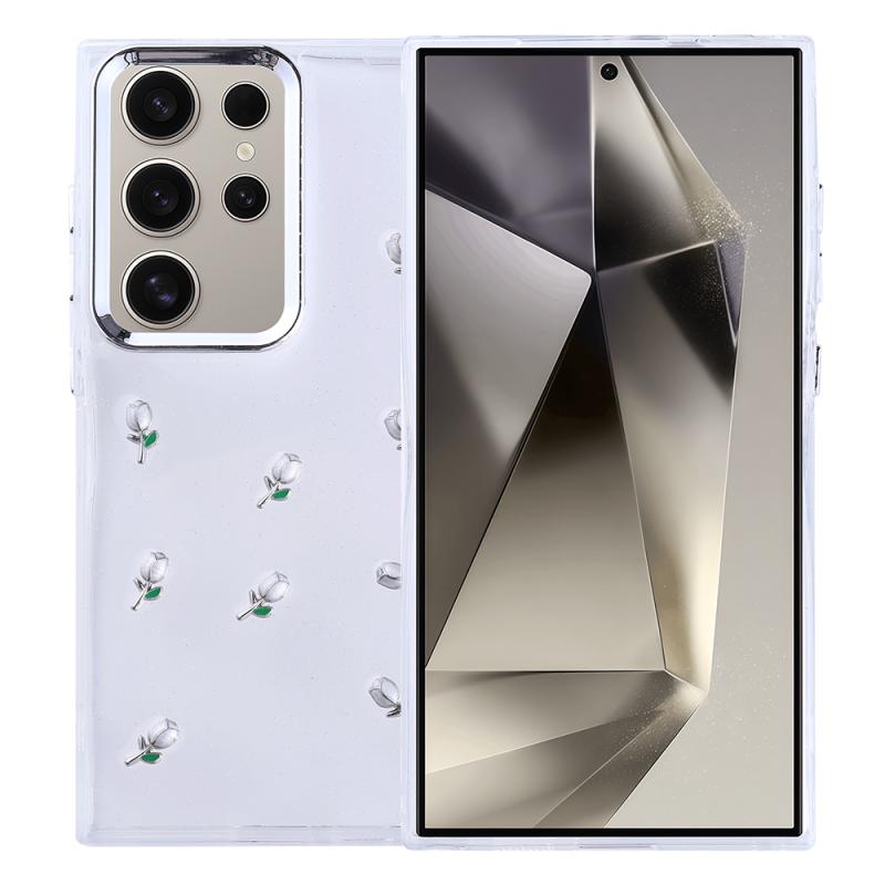 Galaxy Uyumlu S24 Ultra Kılıf Airbag Tasarımlı Simli Şeffaf Zore Kutup Kapak-Lale
