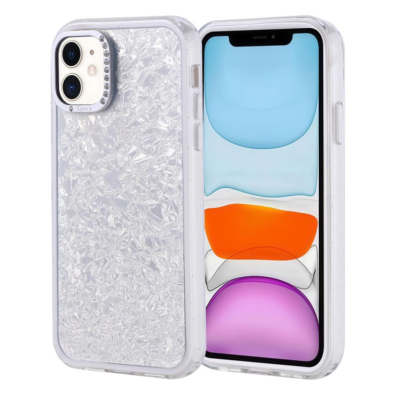 iPhone Uyumlu 11 Kılıf Taşlı Tasarımlı Zore Kapi Kapak-Gümüş