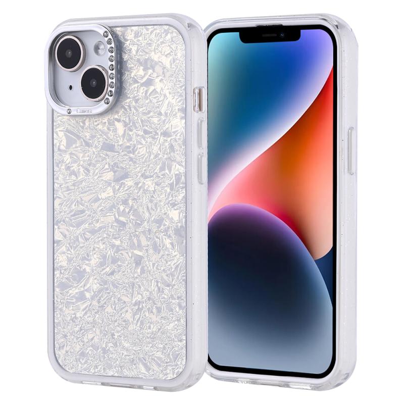 iPhone Uyumlu 13 Kılıf Taşlı Tasarımlı Zore Kapi Kapak-Gümüş