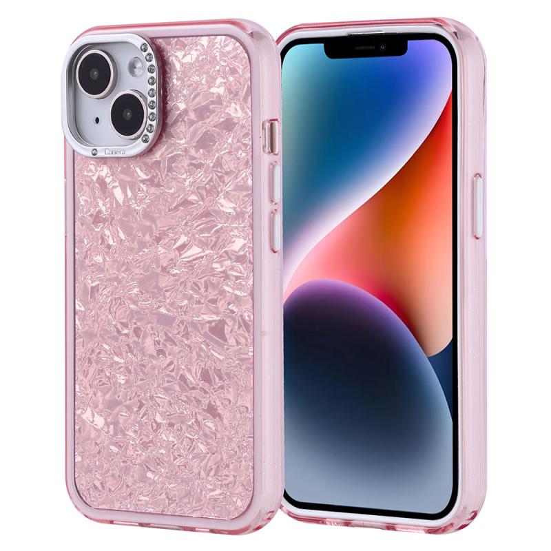 iPhone Uyumlu 13 Kılıf Taşlı Tasarımlı Zore Kapi Kapak-Pembe
