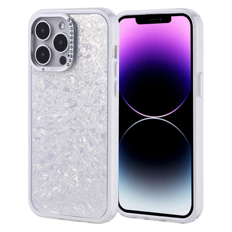 iPhone Uyumlu 14 Pro Max Kılıf Taşlı Tasarımlı Zore Kapi Kapak-Gümüş