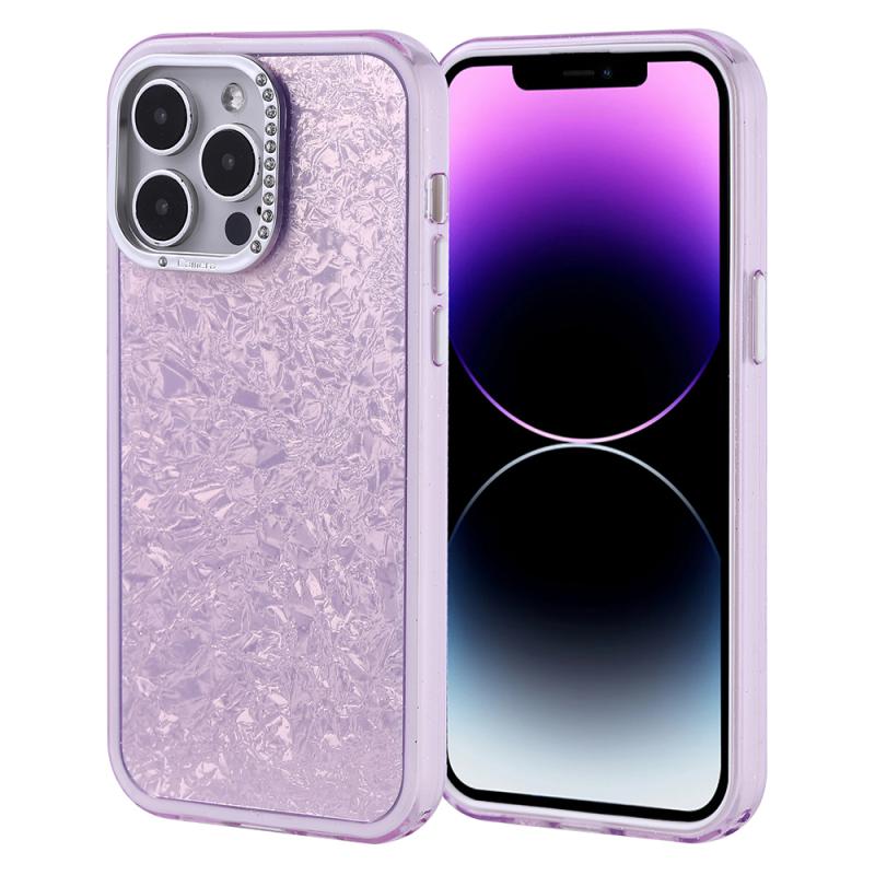 iPhone Uyumlu 14 Pro Max Kılıf Taşlı Tasarımlı Zore Kapi Kapak-Lila