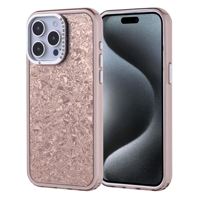 iPhone Uyumlu 15 Pro Max Kılıf Taşlı Tasarımlı Zore Kapi Kapak-Gold