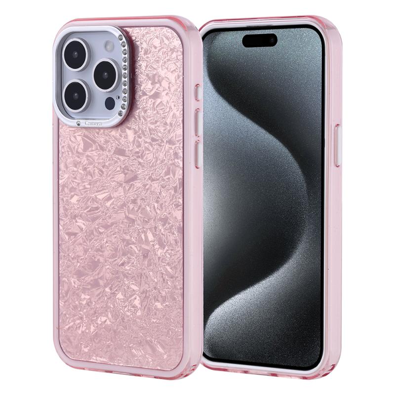 iPhone Uyumlu 15 Pro Max Kılıf Taşlı Tasarımlı Zore Kapi Kapak-Pembe