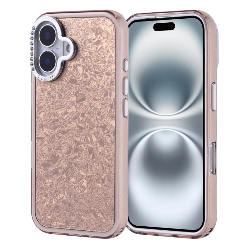 iPhone Uyumlu 16 Kılıf Taşlı Tasarımlı Zore Kapi Kapak-Gold