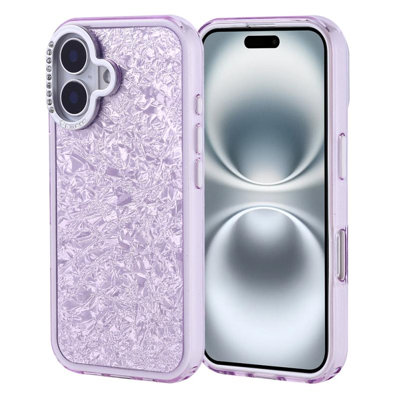 iPhone Uyumlu 16 Kılıf Taşlı Tasarımlı Zore Kapi Kapak-Lila