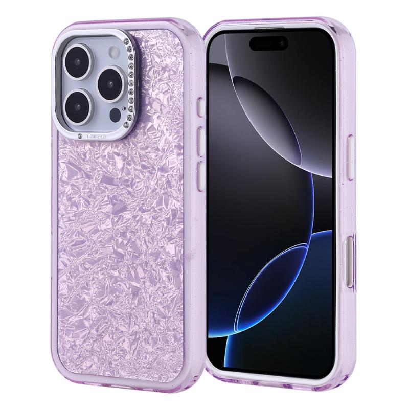 iPhone Uyumlu 16 Pro Kılıf Taşlı Tasarım Zore Kapi Kapak-Lila