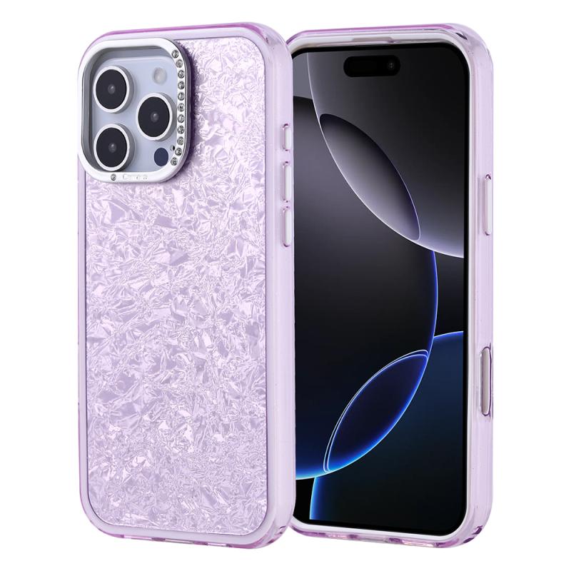 iPhone Uyumlu 16 Pro Max Kılıf Taşlı Tasarımlı Zore Kapi Kapak-Lila