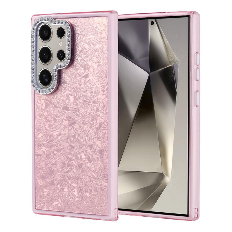 Galaxy Uyumlu S24 Ultra Kılıf Taşlı Tasarımlı Zore Kapi Kapak-Pembe