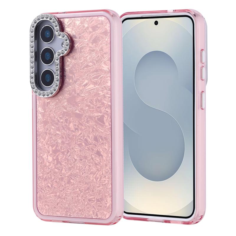 Galaxy Uyumlu S25 Kılıf Taşlı Tasarımlı Zore Kapi Kapak-Pembe