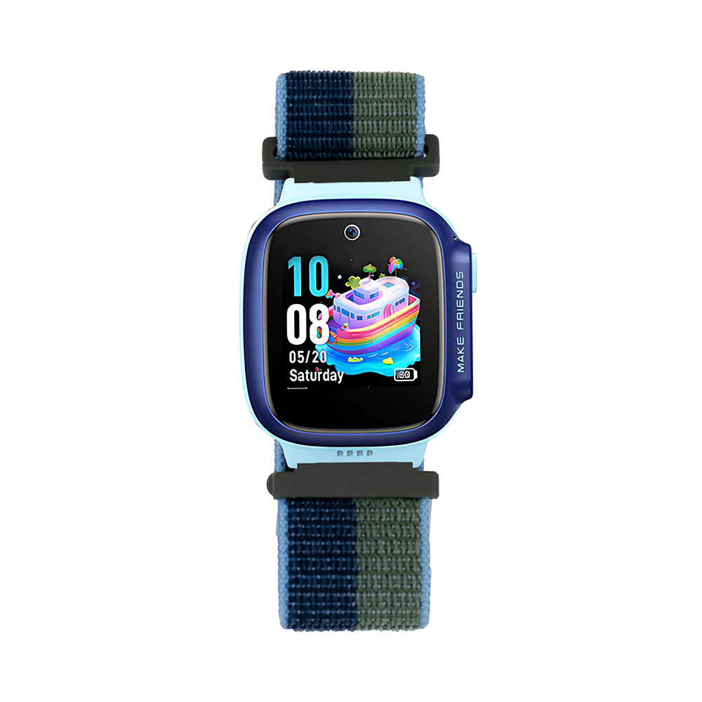 Huawei Uyumlu GT4 41mm Zore KRD-03 18mm Çocuklara Özel Hasır Kordon-Lacivert-yeşil