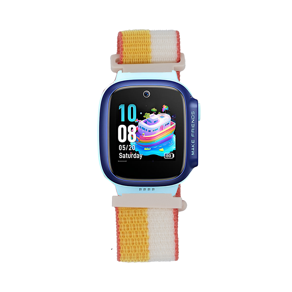 Huawei Uyumlu Watch GT 5 Pro 42mm Zore KRD-03 Çocuklara Özel Hasır Kordon-Sarı-beyaz