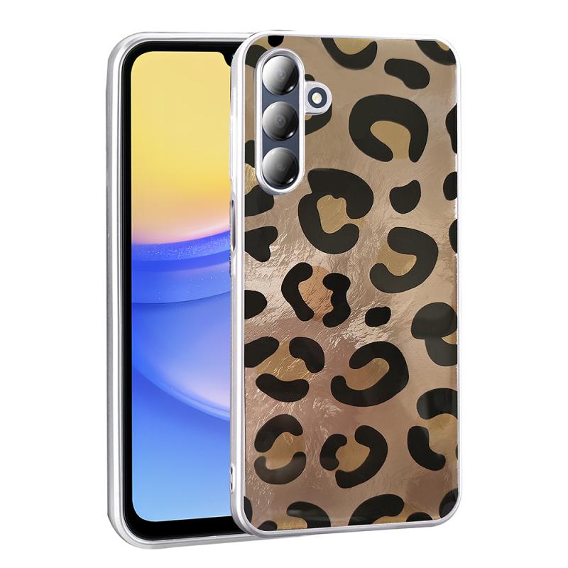 Galaxy Uyumlu A16 Kılıf Desenli Zore Mep Kapak-Gold leopar