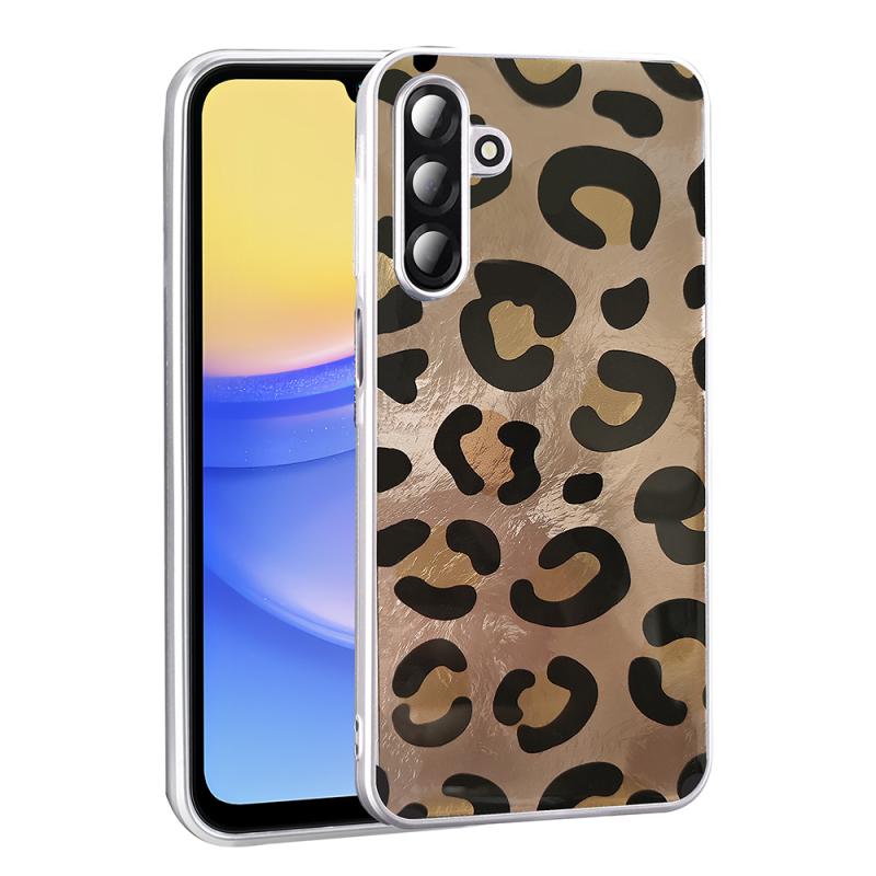 Galaxy Uyumlu A26 Kılıf Desenli Zore Mep Kapak-Gold leopar