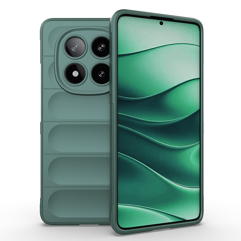 Xiaomi Uyumlu  Redmi Note 14 Pro 4G Kılıf Esnek TPU Oyuklu Arka Yüzey Tasarımlı Zore Etnik Silikon Kapak-Koyu yeşil