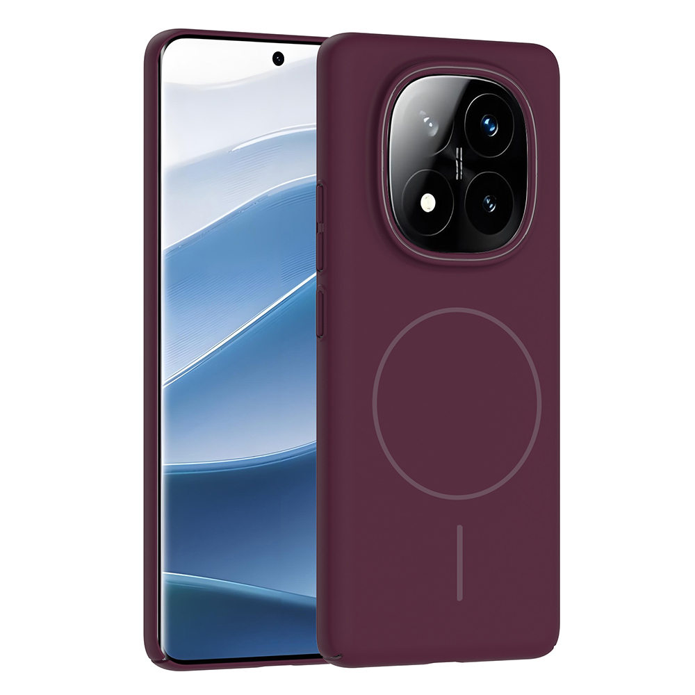 Xiaomi Uyumlu  Redmi Note 14 Pro 4G Kılıf M-safe Şarj Özellikli Zore Ruby Sert Kapak-Mürdüm