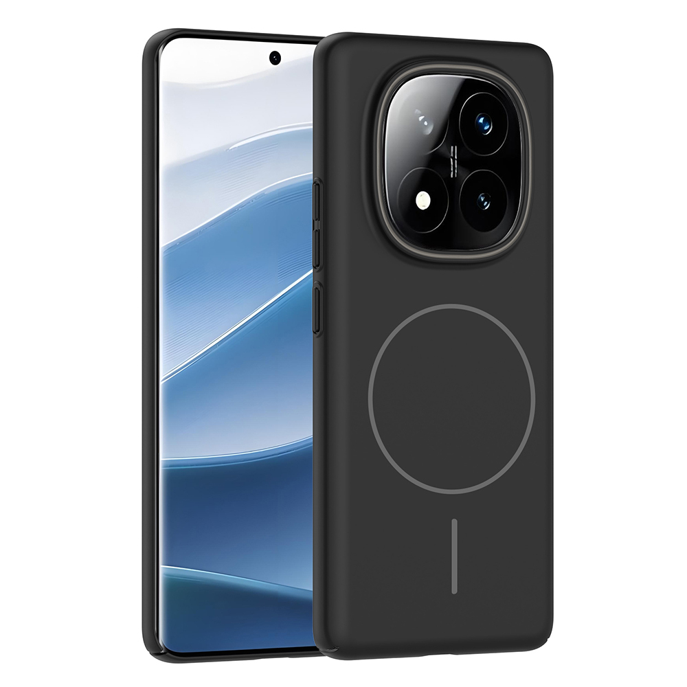 Xiaomi Uyumlu  Redmi Note 14 Pro 4G Kılıf M-safe Şarj Özellikli Zore Ruby Sert Kapak-Siyah