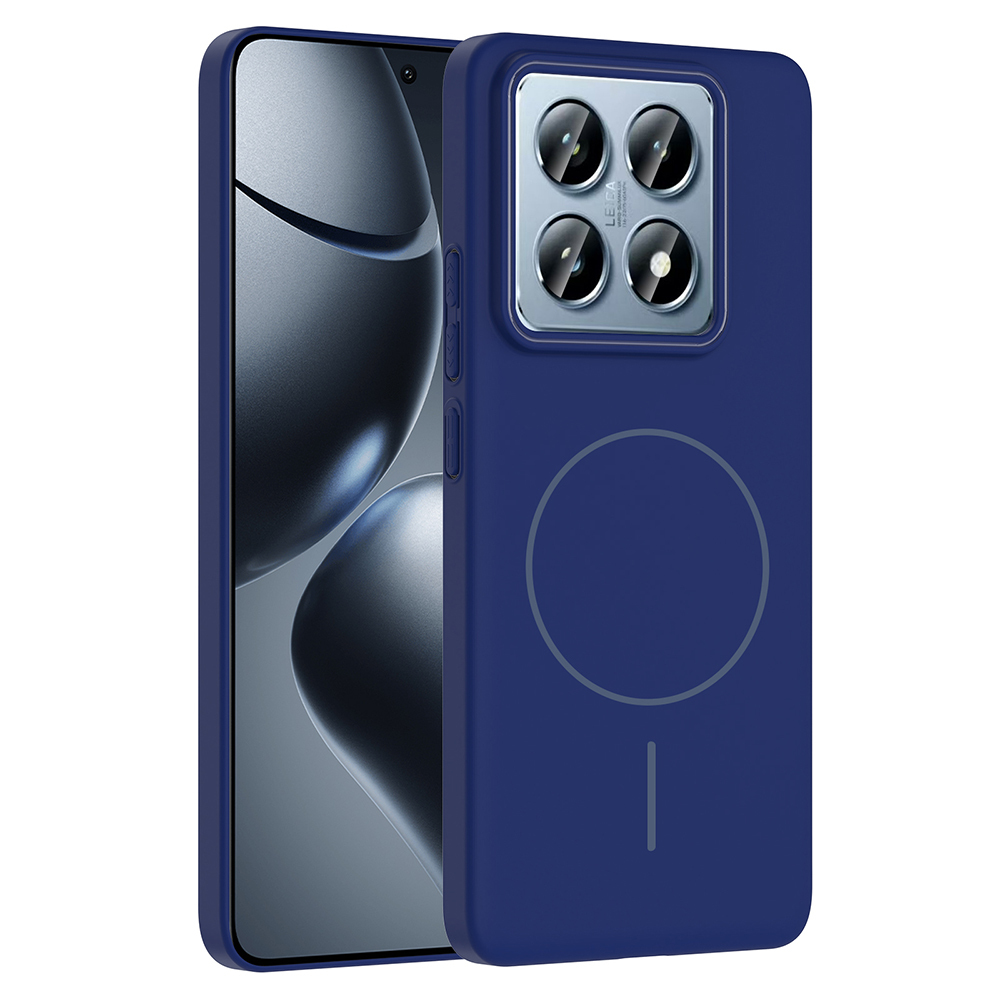 Xiaomi Uyumlu  14T Pro Kılıf M-safe Şarj Özellikli Zore Ruby Sert Kapak-Lacivert