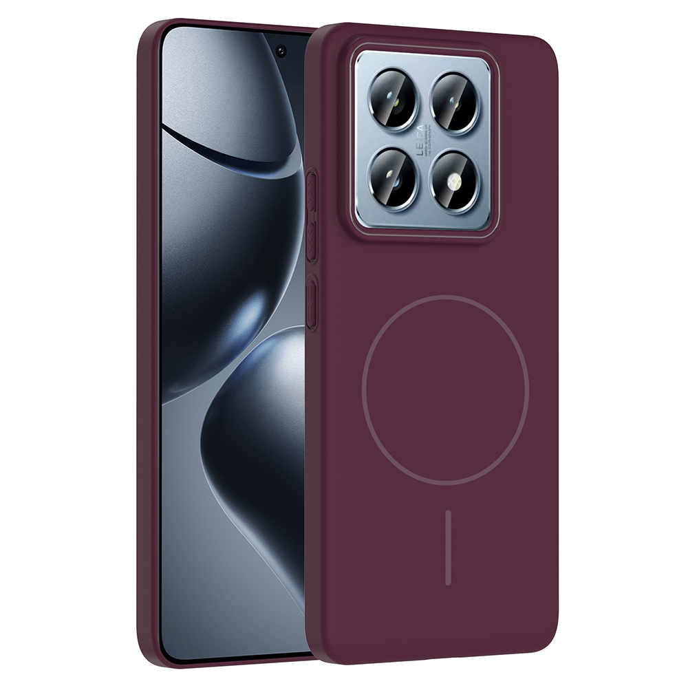 Xiaomi Uyumlu  14T Pro Kılıf M-safe Şarj Özellikli Zore Ruby Sert Kapak-Mürdüm