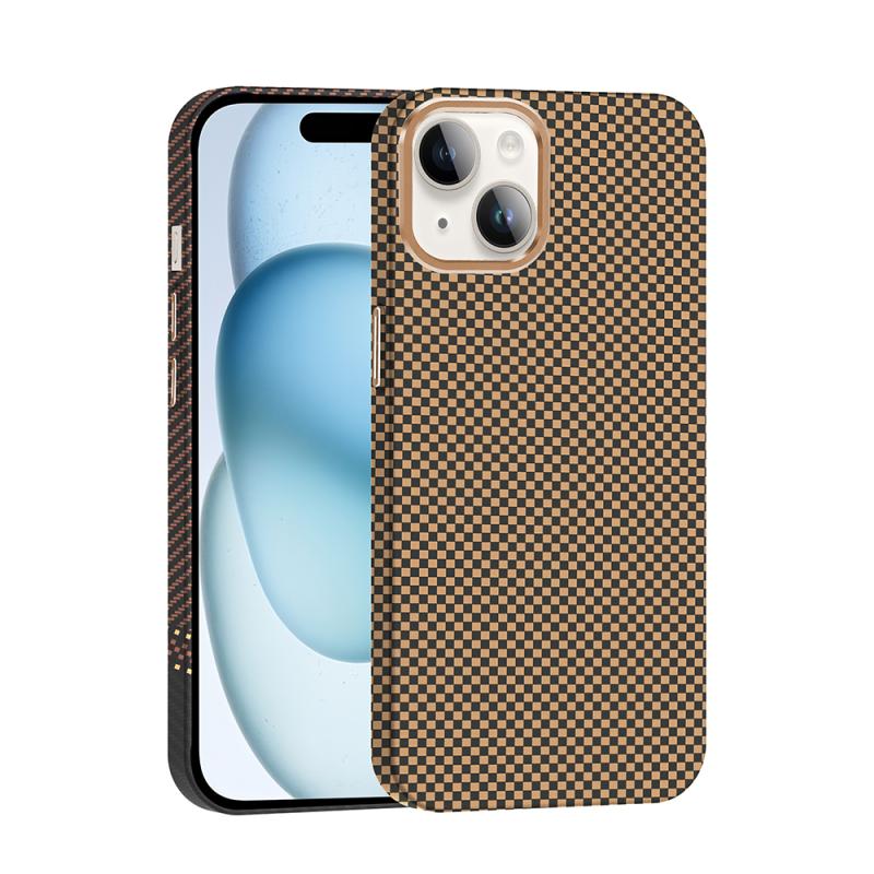 iPhone Uyumlu 13 Kılıf M-safe Şarj Özellikli Karbon Fiber Görünümlü Zore Gros Kapak-Desert titanyum