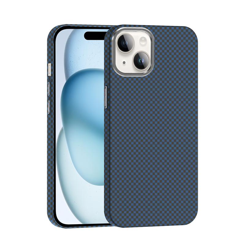 iPhone Uyumlu 13 Kılıf M-safe Şarj Özellikli Karbon Fiber Görünümlü Zore Gros Kapak-Lacivert