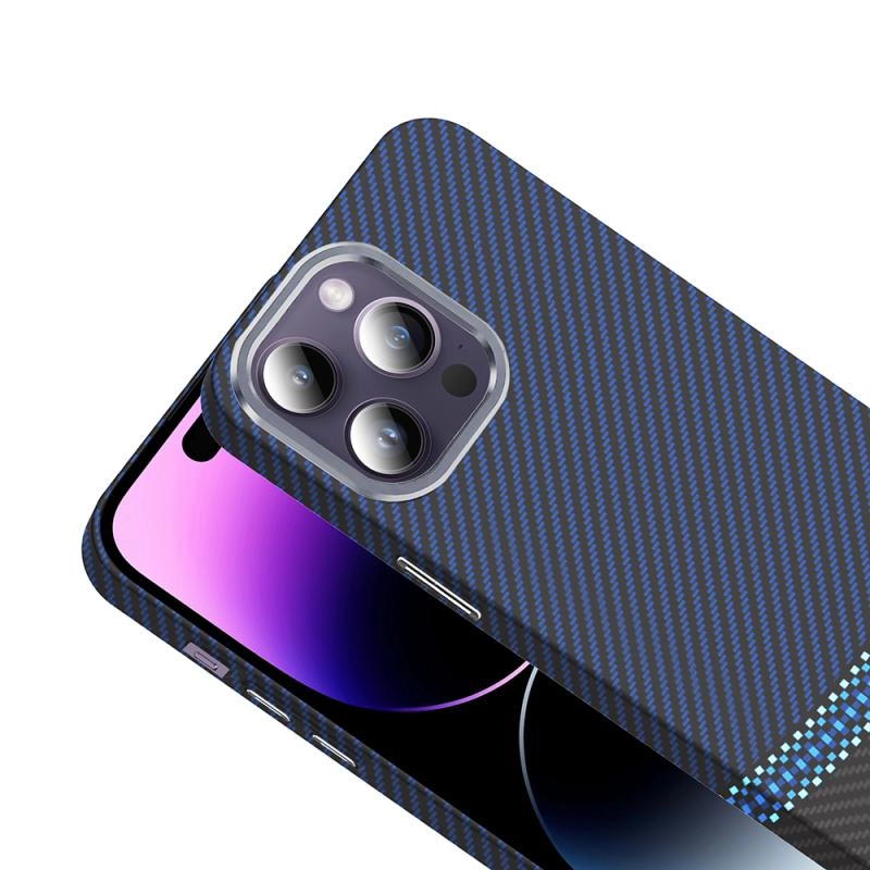 iPhone Uyumlu 14 Pro Max Kılıf M-safe Şarj Özellikli Karbon Fiber Görünümlü Zore Gros Kapak
