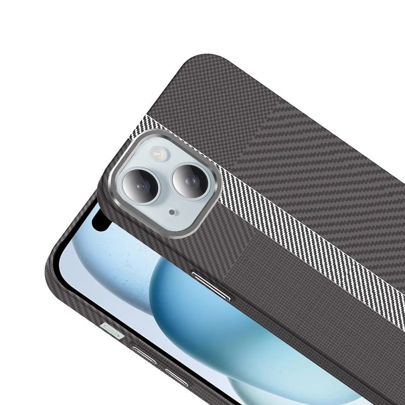 iPhone Uyumlu 15 Kılıf M-safe Şarj Özellikli Karbon Fiber Görünümlü Zore Gros Kapak
