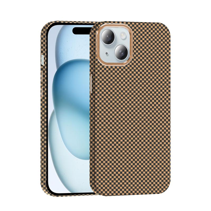 iPhone Uyumlu 15 Kılıf M-safe Şarj Özellikli Karbon Fiber Görünümlü Zore Gros Kapak-Desert titanyum