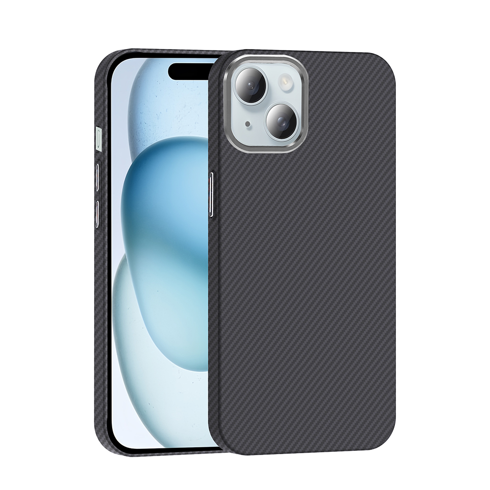 iPhone Uyumlu 15 Kılıf M-safe Şarj Özellikli Karbon Fiber Görünümlü Zore Gros Kapak-Siyah