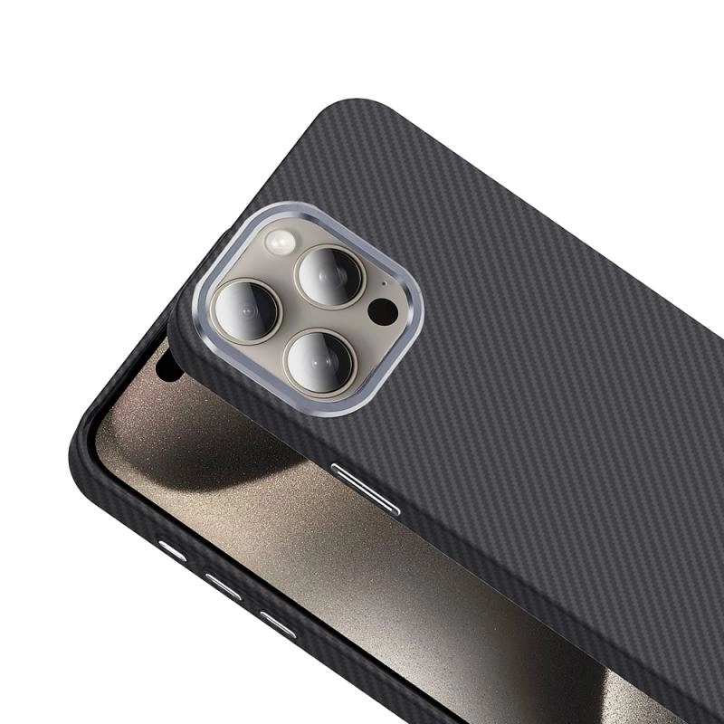 iPhone Uyumlu 15 Pro Max Kılıf M-safe Şarj Özellikli Karbon Fiber Görünümlü Zore Gros Kapak