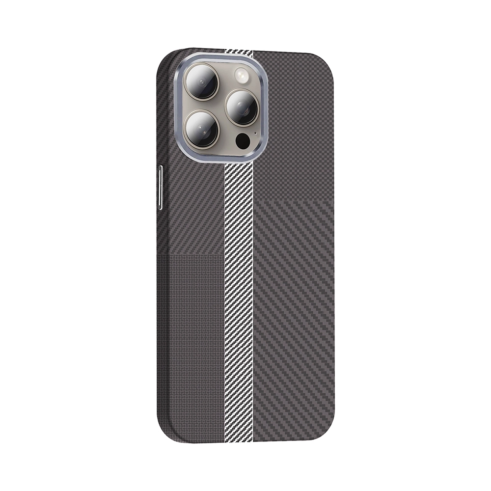 iPhone Uyumlu 15 Pro Max Kılıf M-safe Şarj Özellikli Karbon Fiber Görünümlü Zore Gros Kapak