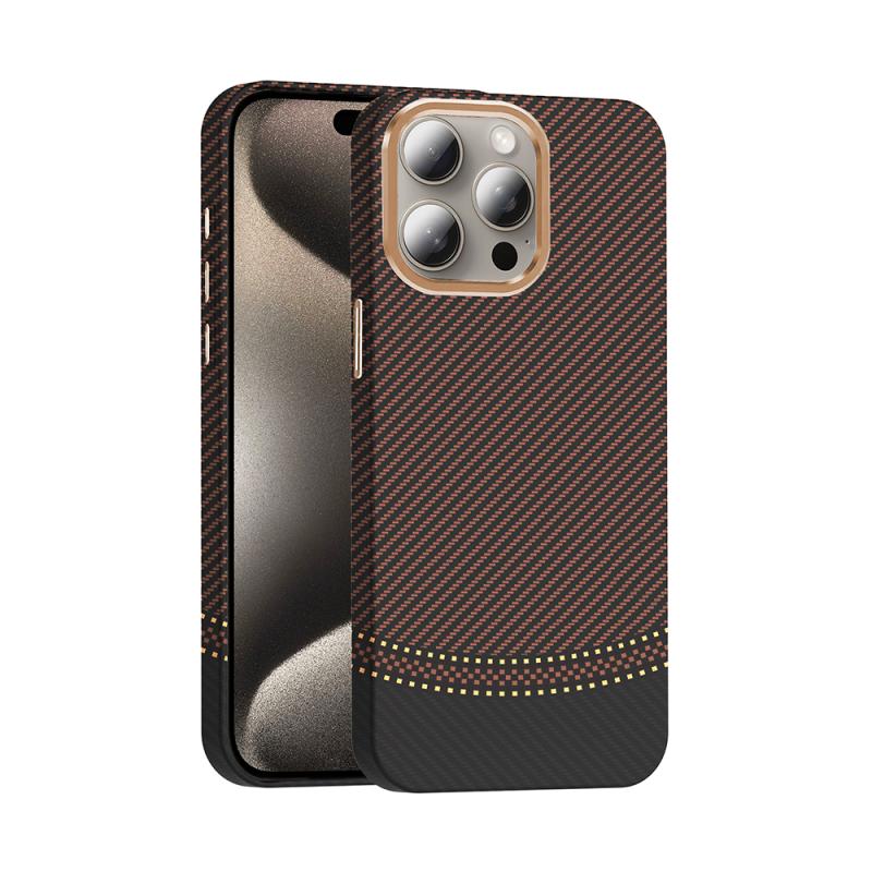iPhone Uyumlu 15 Pro Max Kılıf M-safe Şarj Özellikli Karbon Fiber Görünümlü Zore Gros Kapak