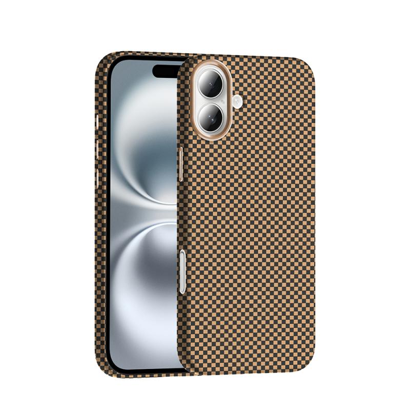 iPhone Uyumlu 16 Kılıf M-safe Şarj Özellikli Karbon Fiber Görünümlü Zore Gros Kapak-Desert titanyum