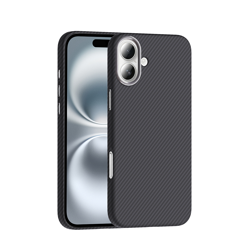 iPhone Uyumlu 16 Kılıf M-safe Şarj Özellikli Karbon Fiber Görünümlü Zore Gros Kapak-Siyah
