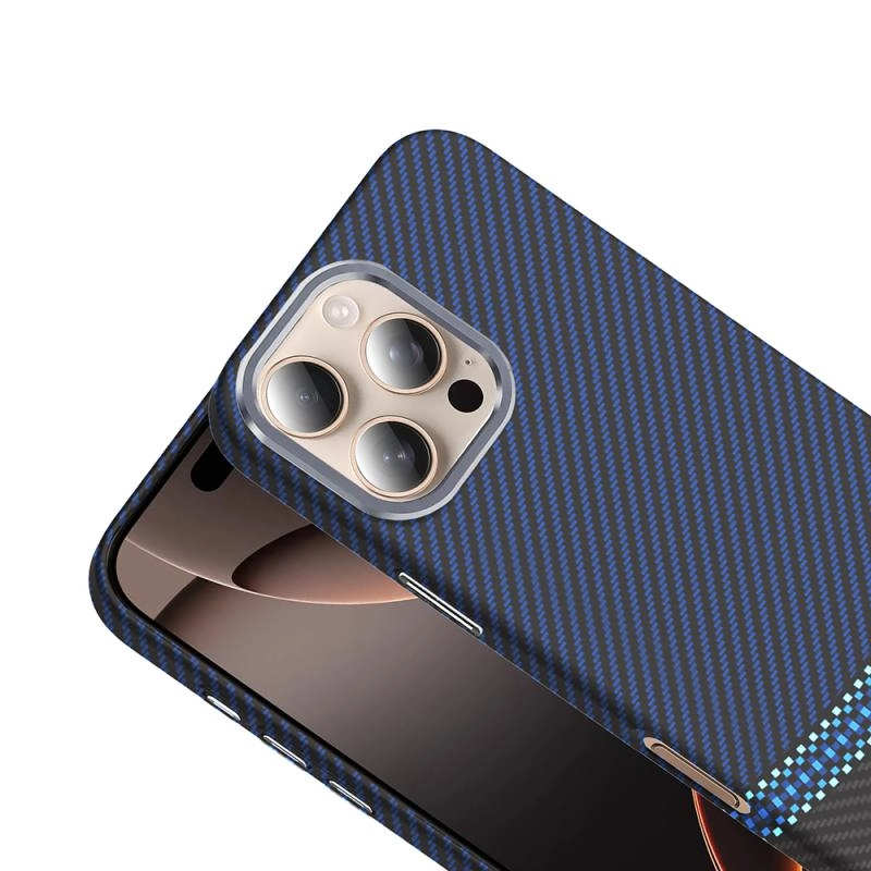 iPhone Uyumlu 16 Pro Max Kılıf M-safe Şarj Özellikli Karbon Fiber Görünümlü Zore Gros Kapak
