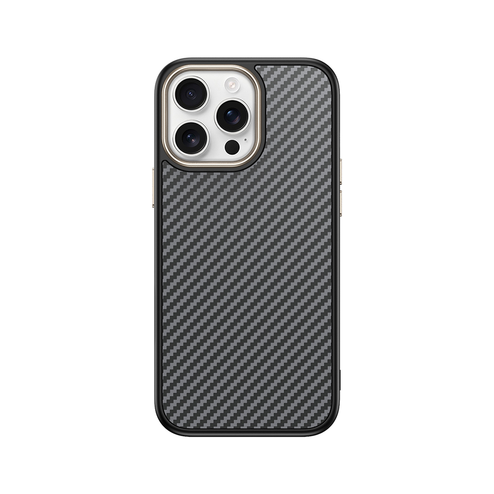 iPhone Uyumlu 15 Pro Kılıf M-safe Şarj Özellikli Karbon Fiber Görünümlü Zore Antina Kapak-Gri