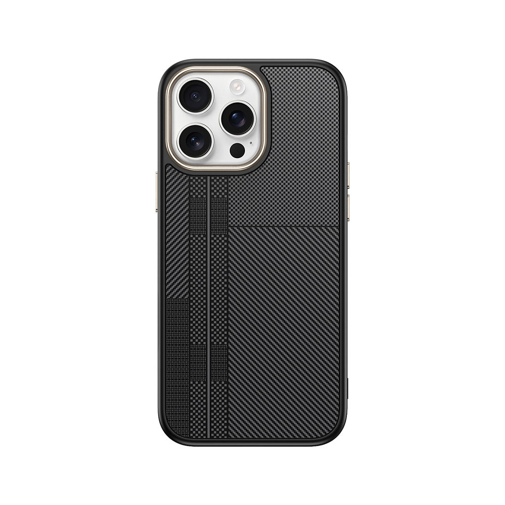 iPhone Uyumlu 15 Pro Max Kılıf M-safe Şarj Özellikli Karbon Fiber Görünümlü Zore Antina Kapak-Siyah-gri