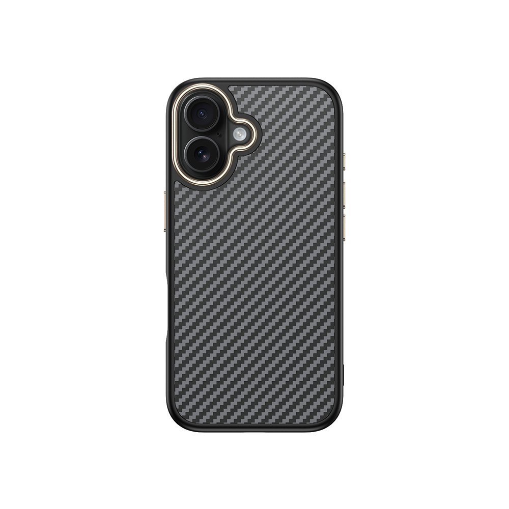 iPhone Uyumlu 16 Kılıf M-safe Şarj Özellikli Karbon Fiber Görünümlü Zore Antina Kapak-Gri