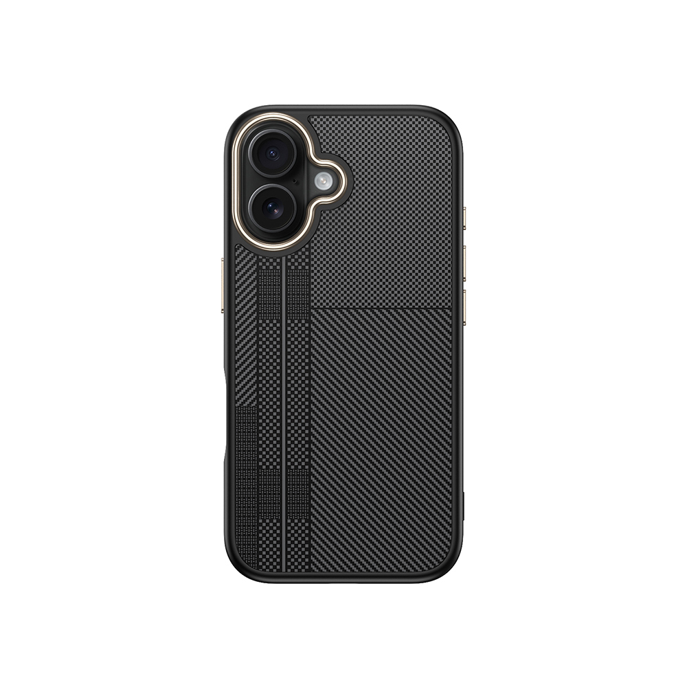 iPhone Uyumlu 16 Kılıf M-safe Şarj Özellikli Karbon Fiber Görünümlü Zore Antina Kapak-Siyah-gri