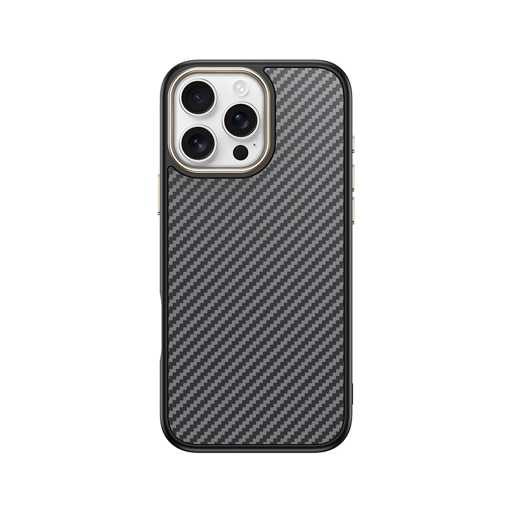 iPhone Uyumlu 16 Pro Max Kılıf M-safe Şarj Özellikli Karbon Fiber Görünümlü Zore Antina Kapak-Gri