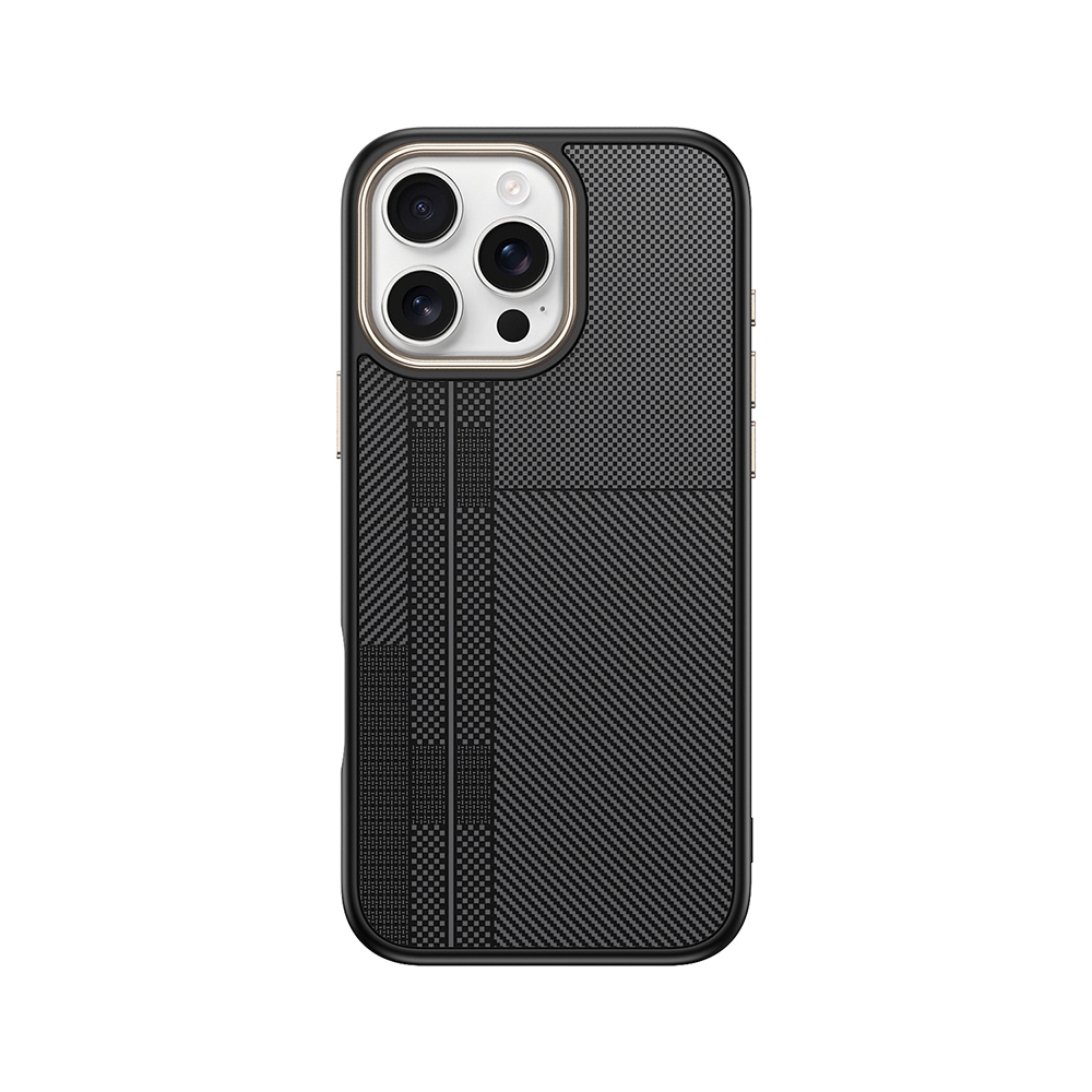 iPhone Uyumlu 16 Pro Max Kılıf M-safe Şarj Özellikli Karbon Fiber Görünümlü Zore Antina Kapak-Siyah-gri