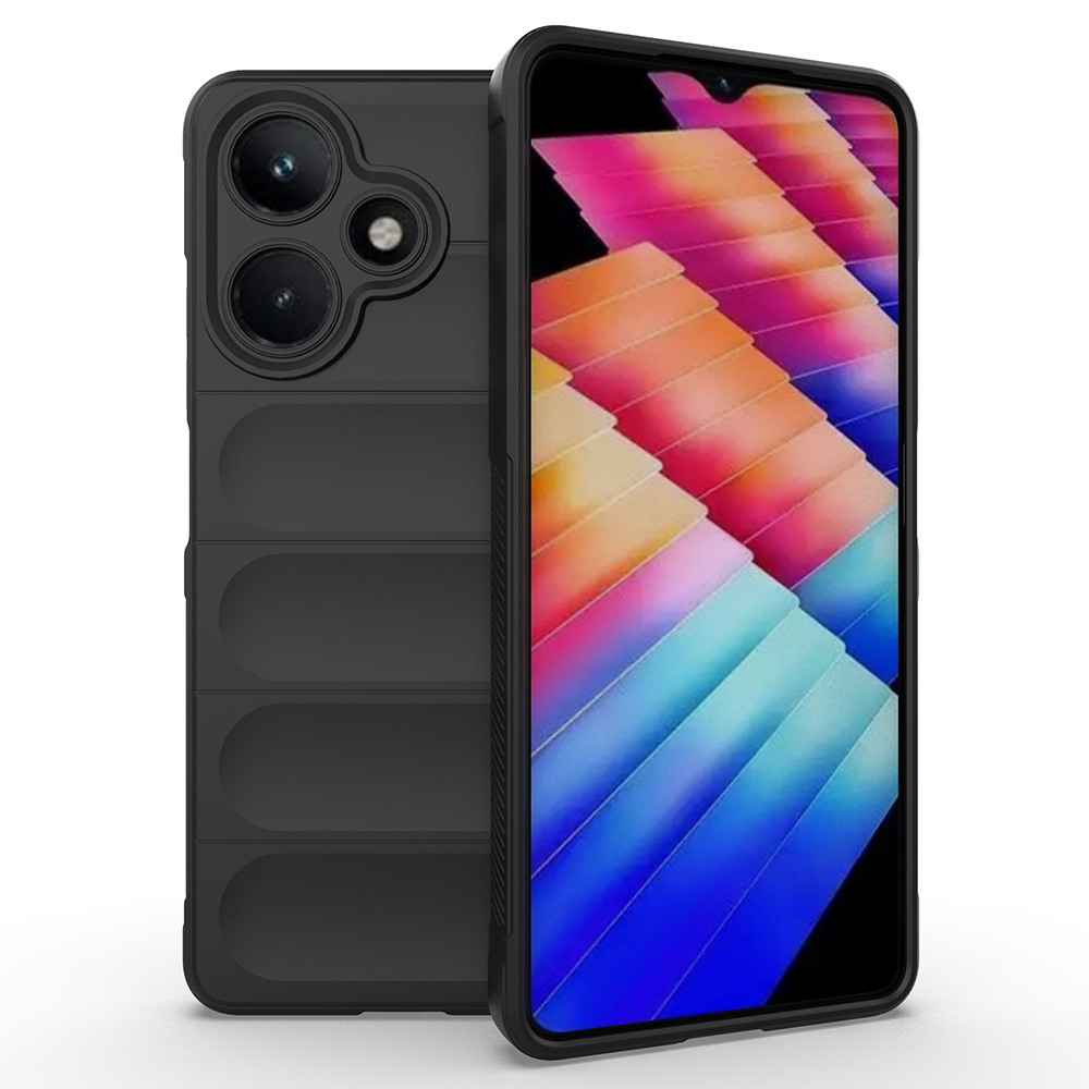 İnfinix Hot 30 Kılıf Esnek TPU Oyuklu Arka Yüzey Tasarımlı Zore Etnik Silikon Kapak-Siyah