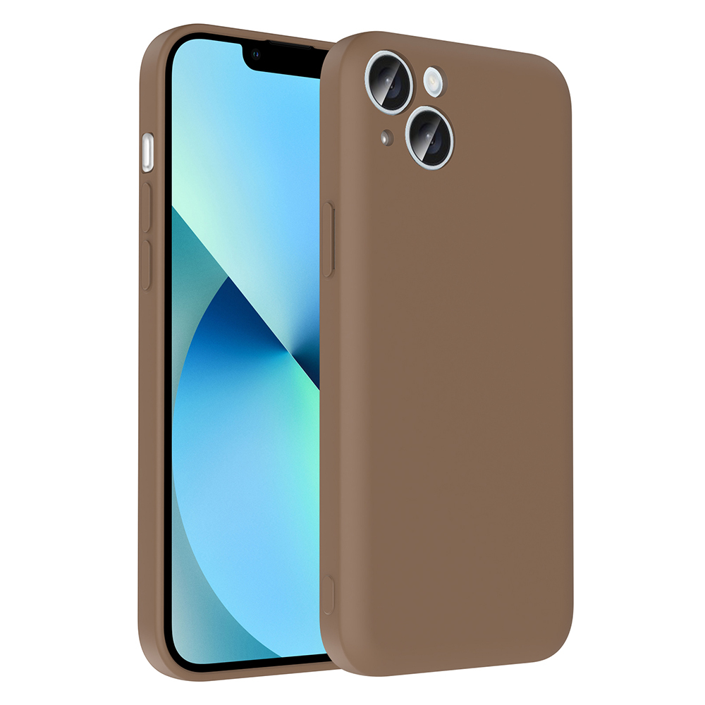 iPhone Uyumlu 14 Kılıf Kamera Korumalı Kartlık Hazneli Zore Vitra Kapak-Kahverengi