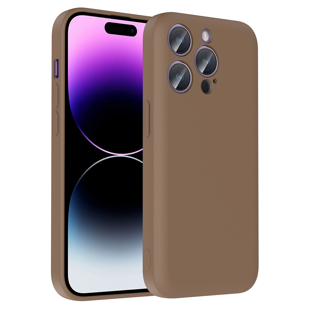 iPhone Uyumlu 14 Pro Kılıf Kamera Korumalı Kartlık Hazneli Zore Vitra Kapak-Kahverengi