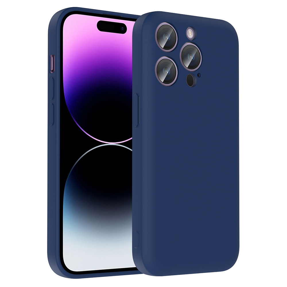 iPhone Uyumlu 14 Pro Kılıf Kamera Korumalı Kartlık Hazneli Zore Vitra Kapak-Lacivert
